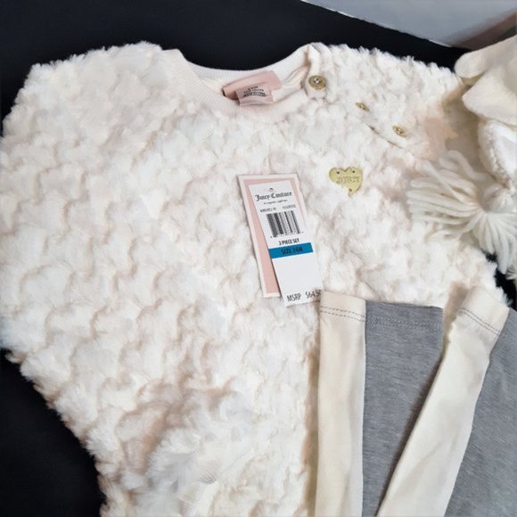 Juicy Couture 24 MONTHS Cozy Legging & Sweater Set + Hat and Gloves Set NWT - Picture 7 of 16